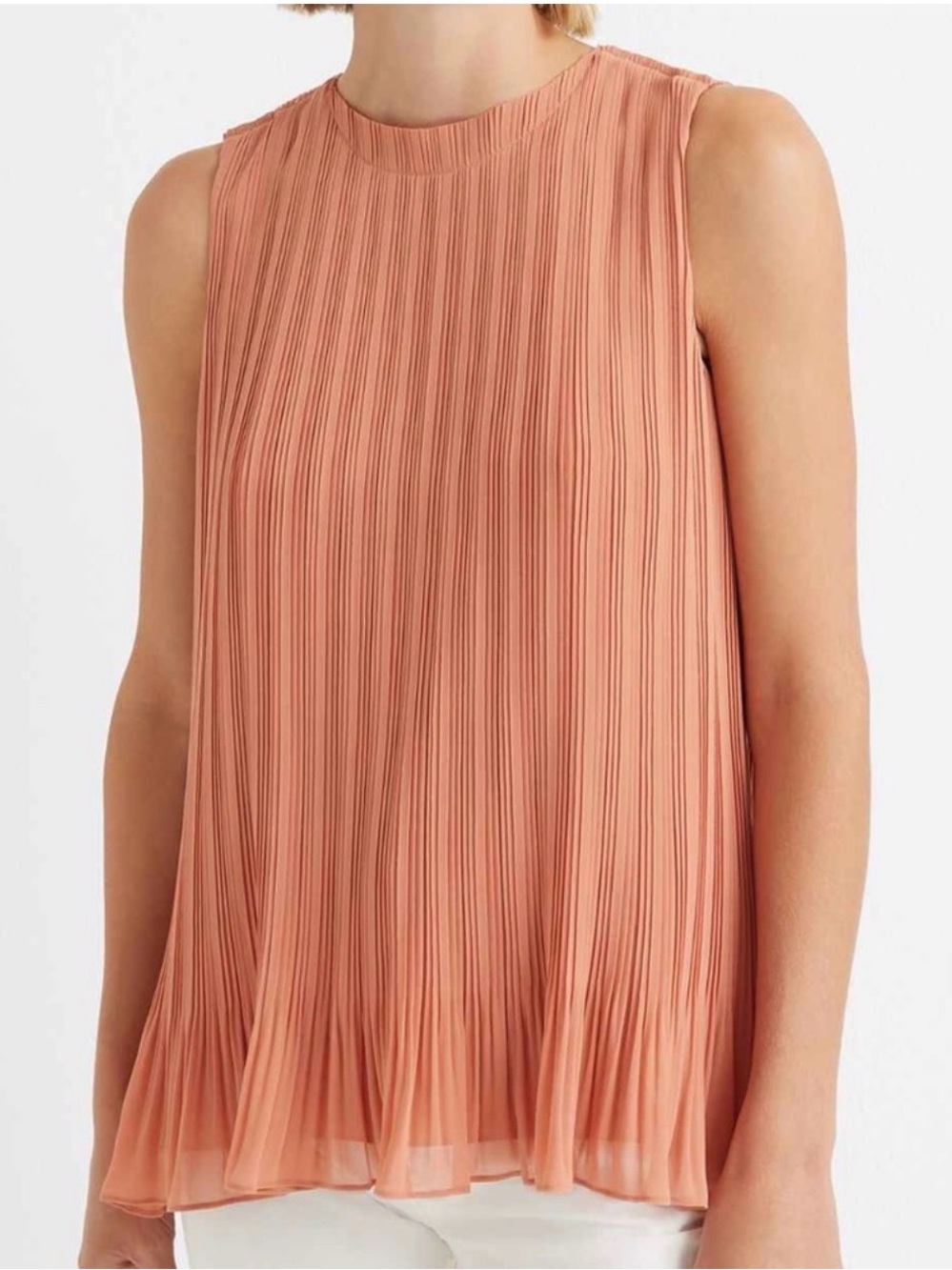 NEW Club Monaco Pleated swing top chemise peach size XS